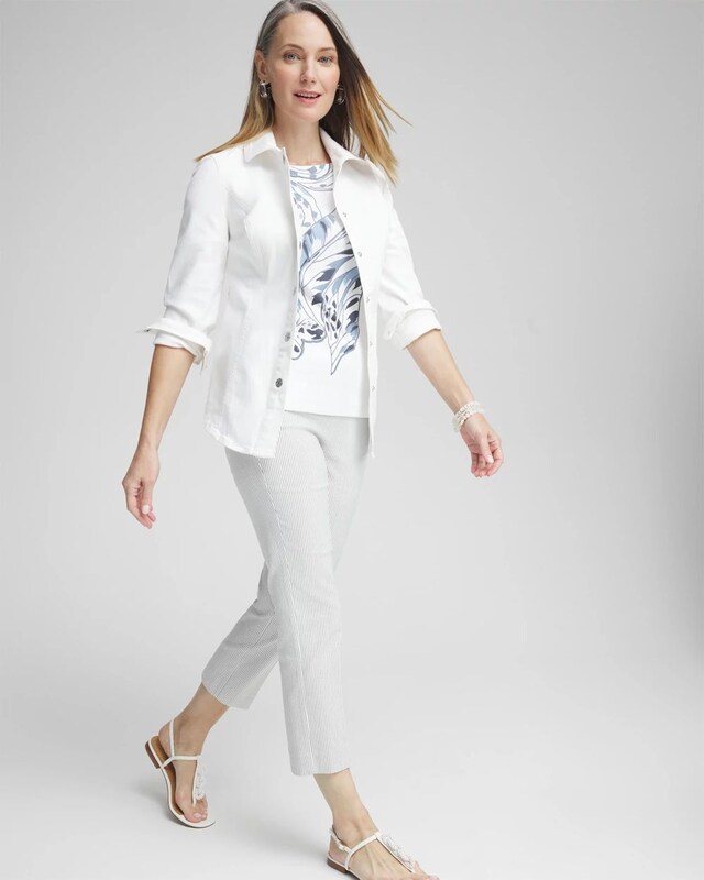 Juliet Stripe Straight Cropped Pants - image 2